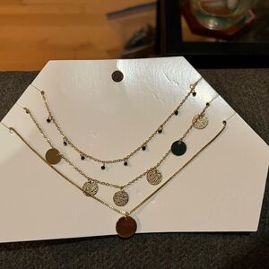 H&M Gold and Black Charm Bracelet Trio
